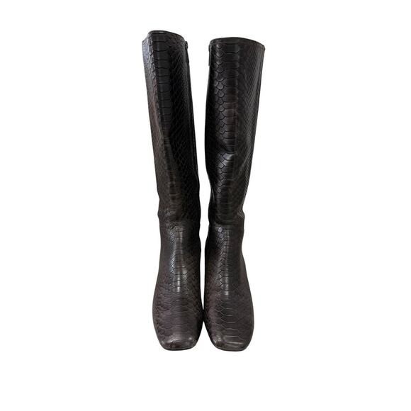 DONALD PLINER Two Tone Brown Black Leather Tall Zip Boots Annika Size 10M - Picture 2 of 11